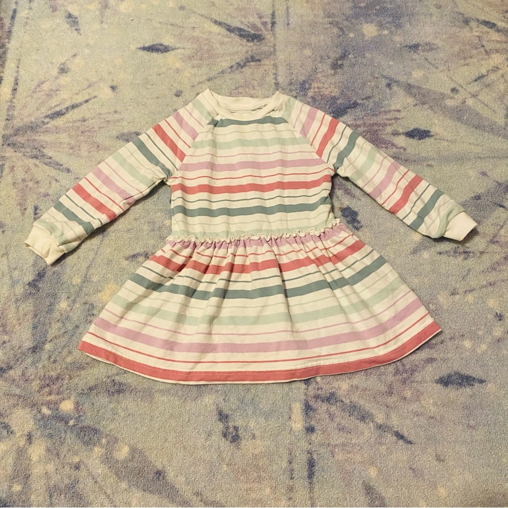 Little Sleepies Winter Stripe Long Sleeve Drop Waist Dress Bamboo Size 18-24M LS